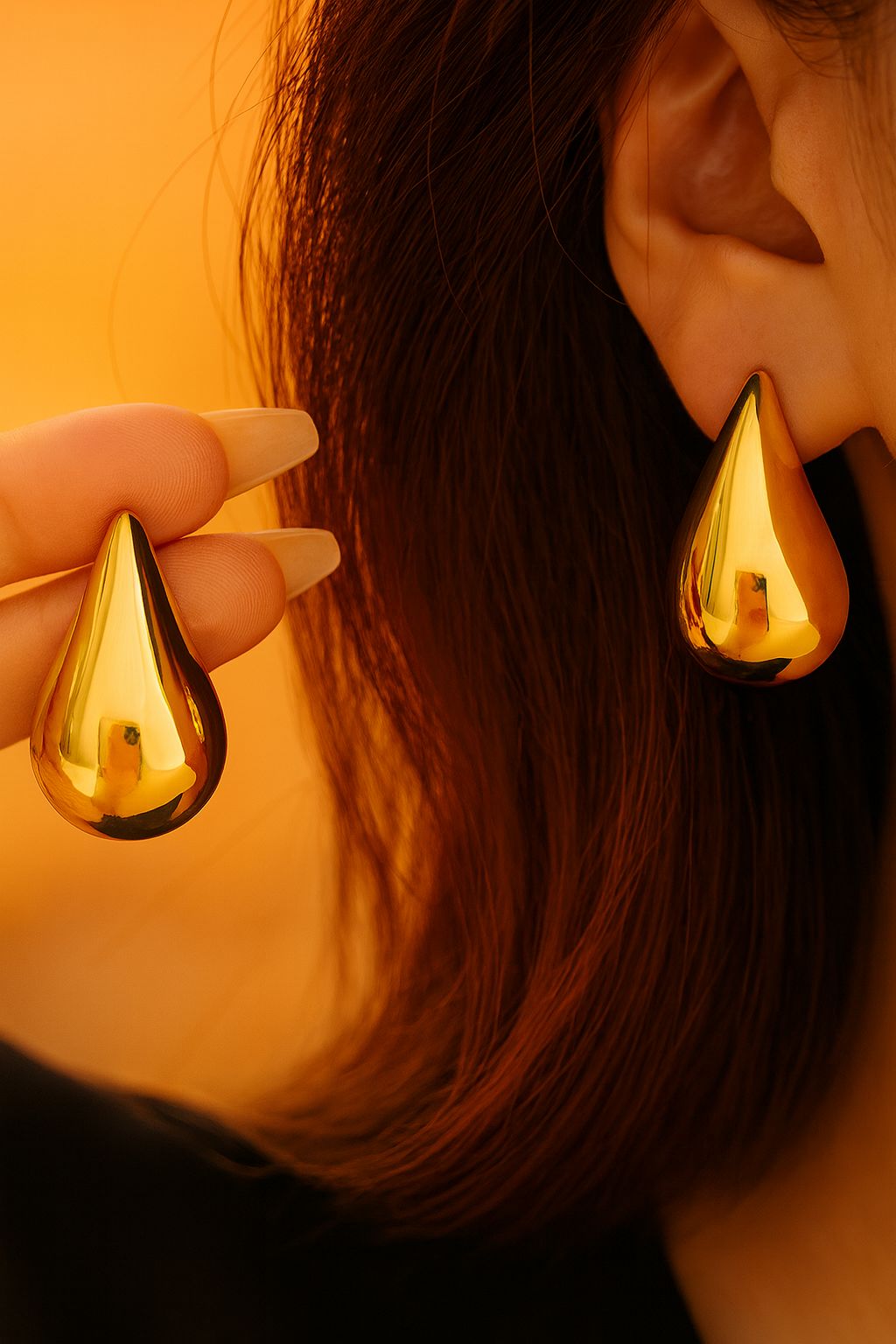 Golden Teardrop Studs